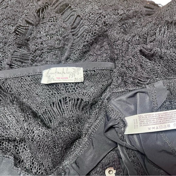 Free People Intimately Black Lace Slip Mini Snap Front Dress - Picture 7 of 8